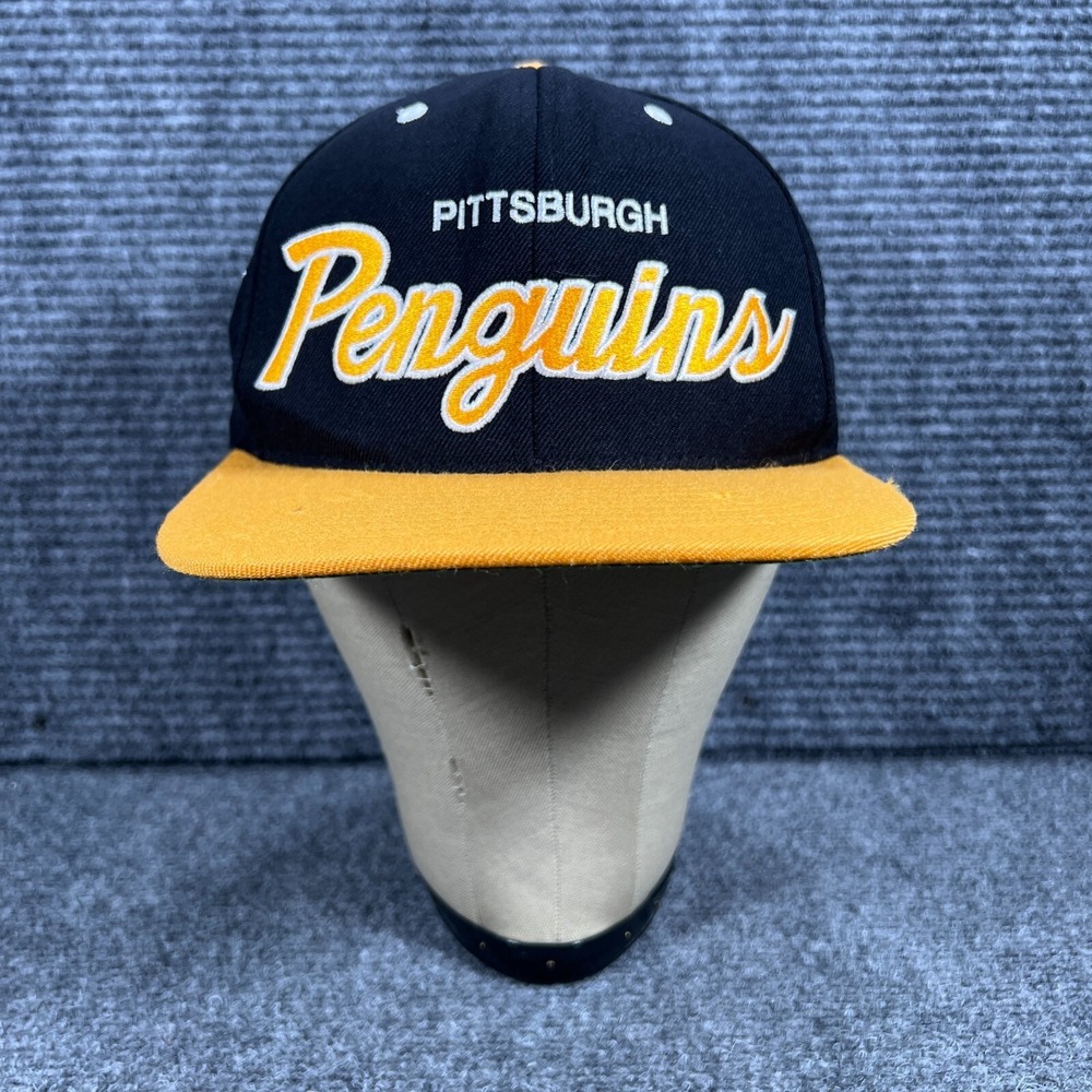 Pittsburgh Penguins Hat Cap Mens Snap Back Mitchell & Ness Hockey NHL Black Gold